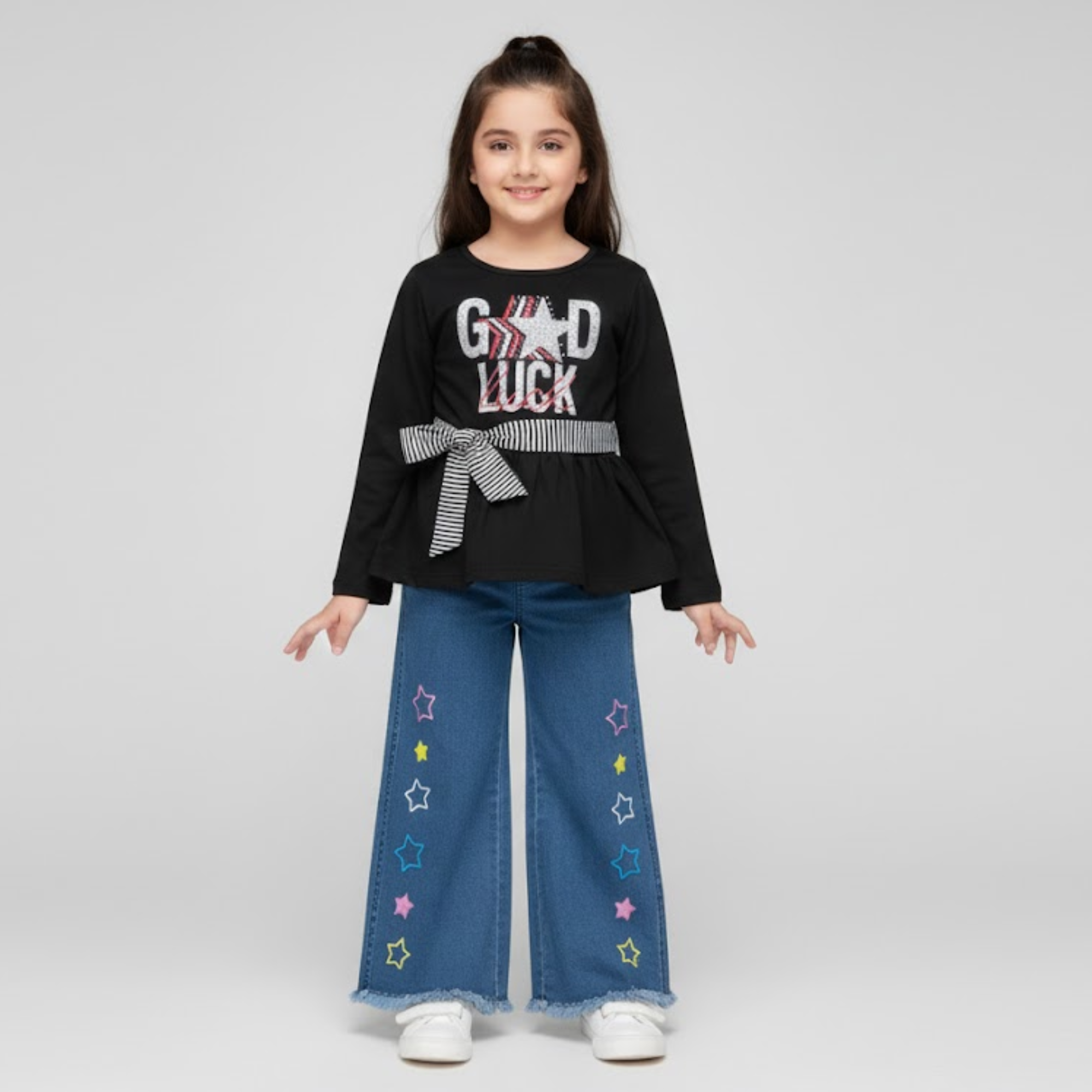 High-Waist Wide Leg Denim Jeans for kids/Women - Trendy Flapper Style Ladies' Pants | Casual & Stylish Jeans for Girls | Perfect Fit, Comfortable & Durable | Latest Fashionable kids Denim Wear - Ideal for Everyday or Party Looks