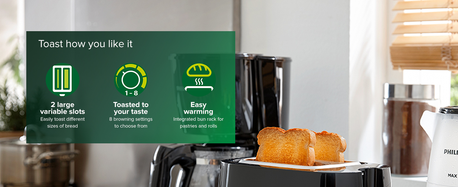  toaster 2 slice black wide slot small 