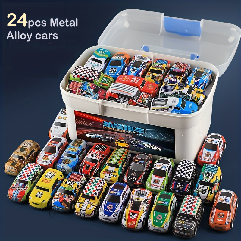 24 pcs  Alloy Car Model Diecasts Vehicle Toys For Kids Pull Back Metal Auto Racing Car Children Toy Gifts