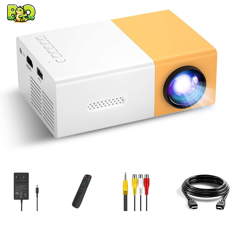 YG300 Mini LED Portable Projector – Micro HD 1080P Wireless Projector for Home Theater – Portable Movie Projector with HDMI USB AV Inputs
