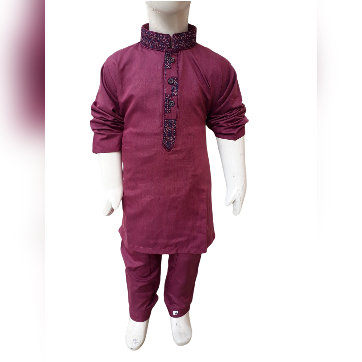 Maroon Embroidered Party Wear Kurta & Shalwar Suit For Boys