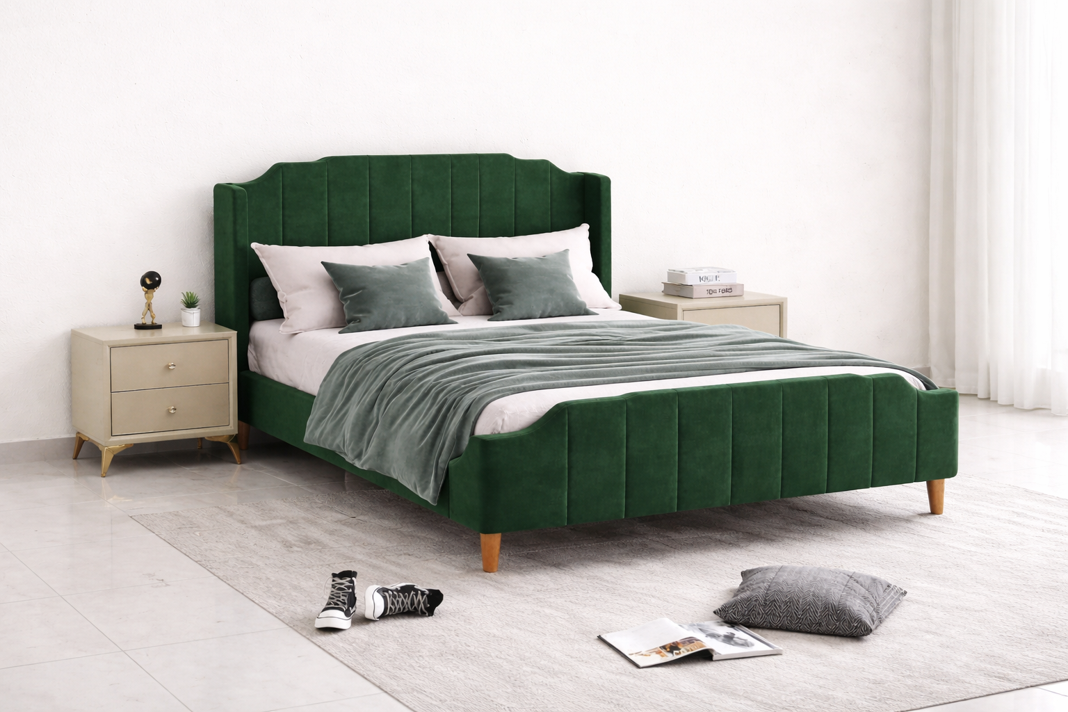 Affordable New  Design wooden Bed Set  without side table Furniture for room / Wooden poshesh Beds For Bedroomn BED5
