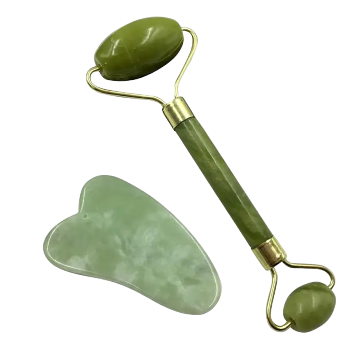 Jade Roller & Gua Sha, Face Roller, Facial Beauty Roller Skin Care Tools, BAIMEI Rose Quartz Massager for Face, Eyes, Neck, Body Muscle Relaxing and Relieve Fine Lines and Wrinkles
