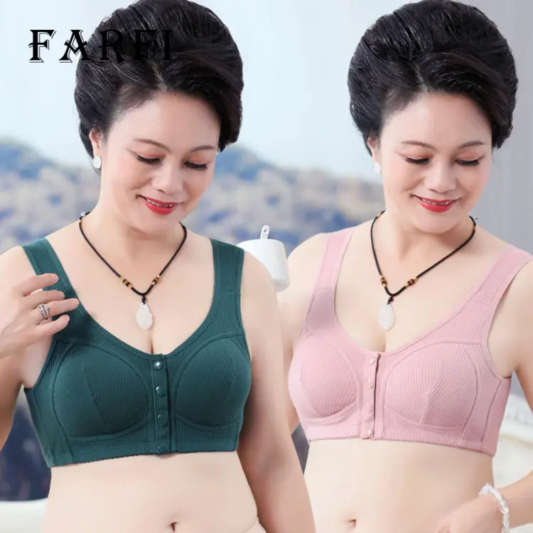 Contouring Cups Bra Comfortable Wireless Front Closure Sport Bra for  Mid-aged Women Vest Style with Removable Pads Ideal for Southeast Asian  Buyers Women Bra