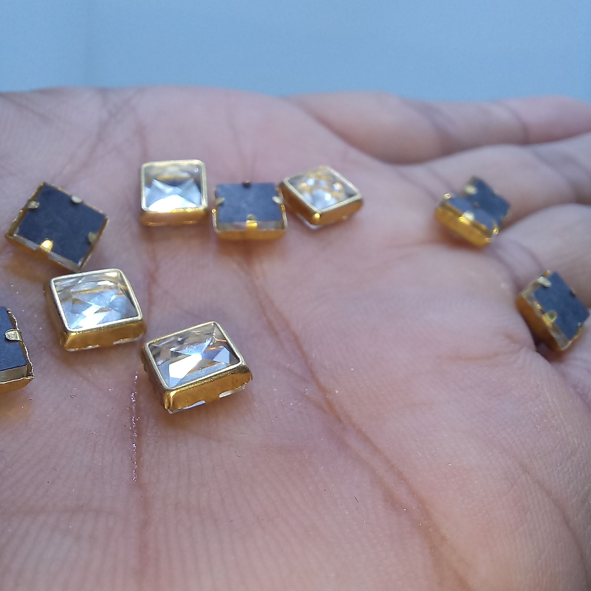 Metal Kundan Stone Square Beads – 50pcs DIY Jewelry & Craft Findings