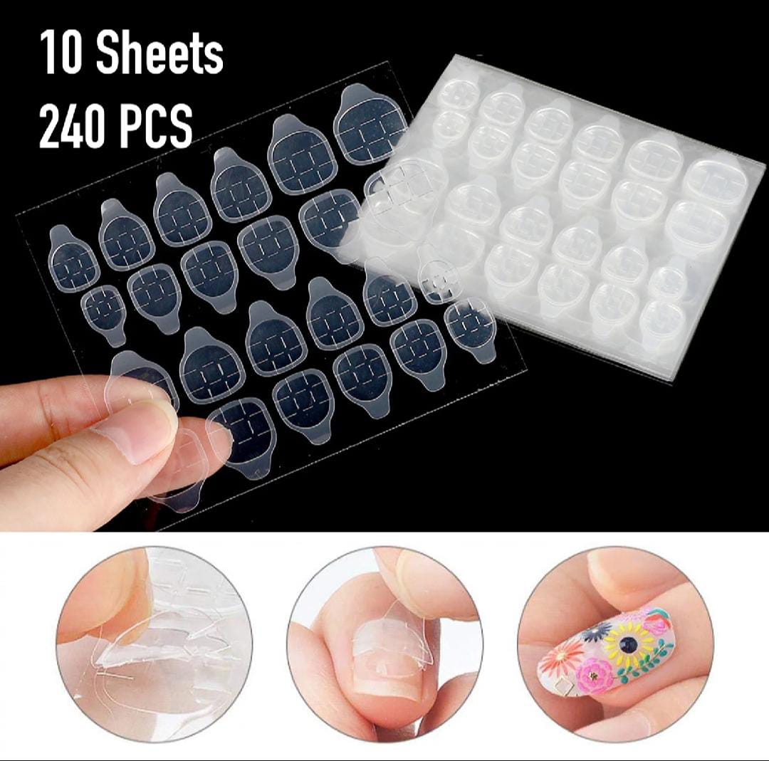 10 Nails Glue Sheets Imported Nails Dots Nails Tape Double Side Nail Sticker Adhesive Clear Sticky Tabs For False Nails Transparent Jelly Glue Sticker for Nail Art