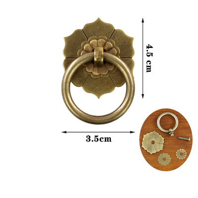 thumbnail image 2 of 4-Piece Vintage Brass Drawer Pulls – Chinese Style Ring Handles For Furniture Doors 2 of 5