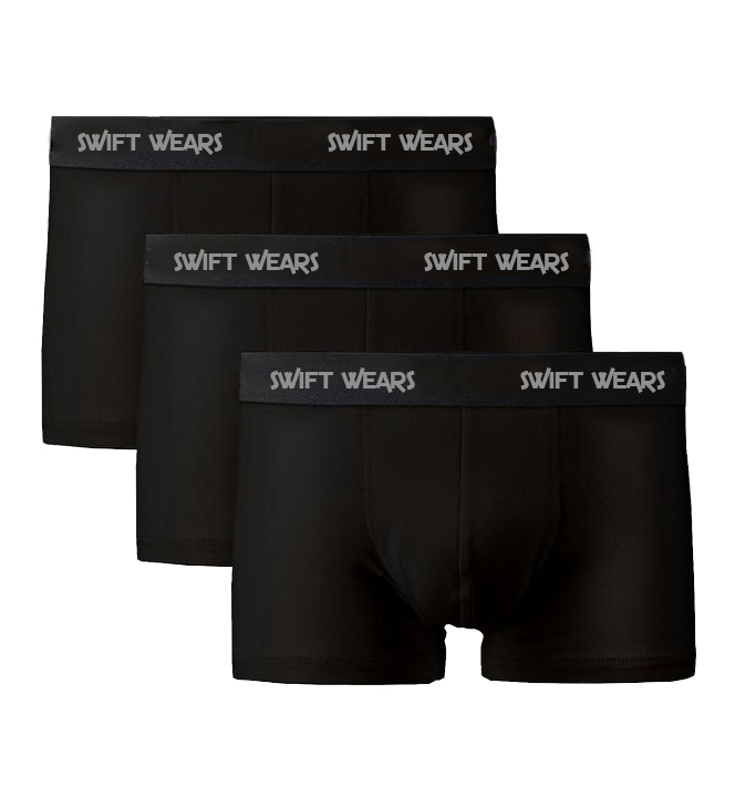 Men Pack of 3 Pcs Boxer Trunk Cotton Underwear Black Swift Wears