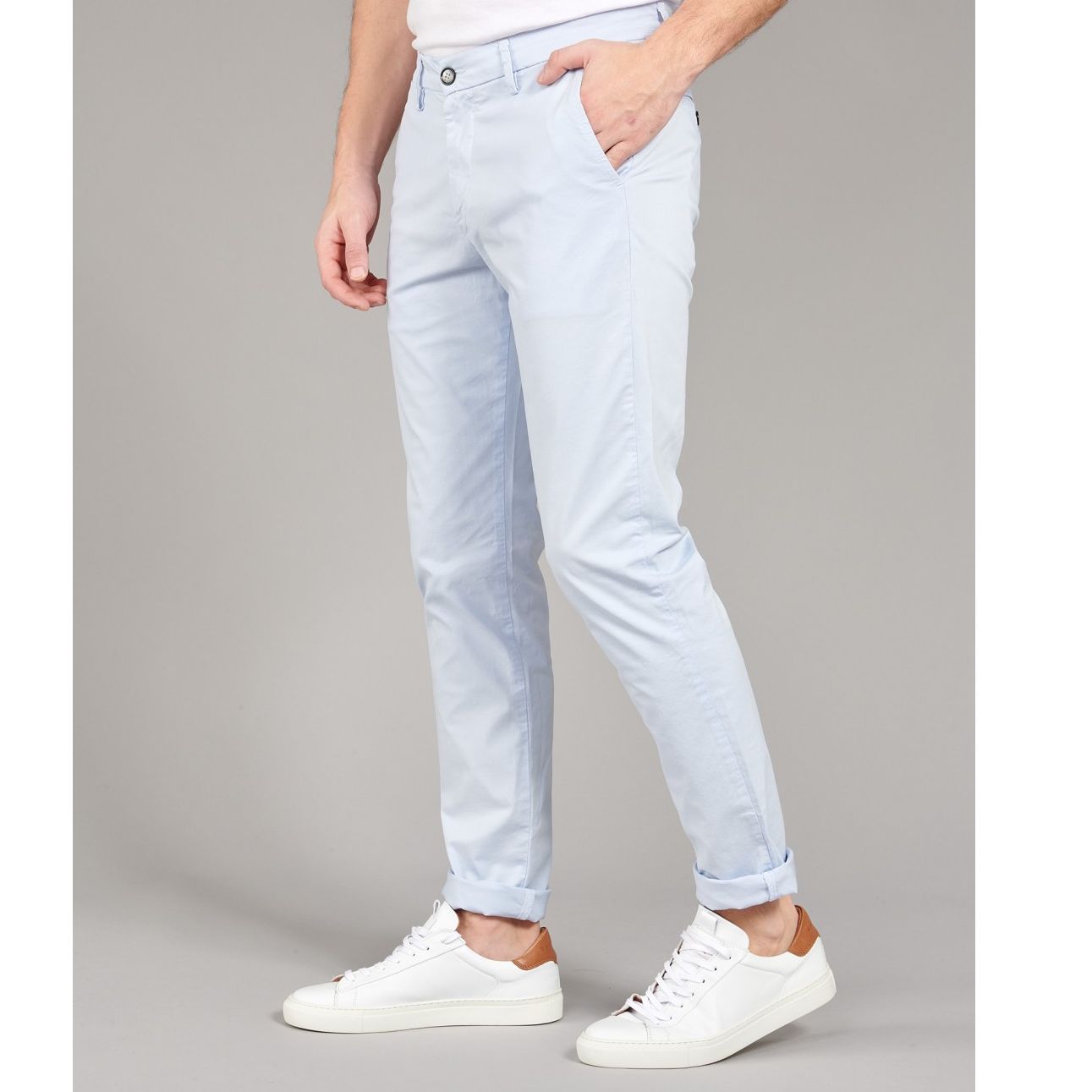 Men's Stretchable Chino Pants Full Length Regular Fit in Solid Colors