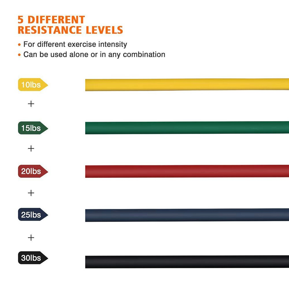 Power Resistance Band Set of 11 Piece 5 Tubes Door Hanger