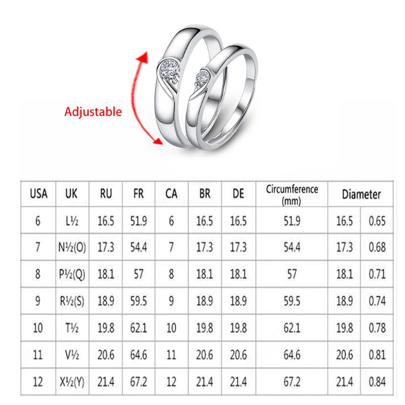 His and Her Heart Couple Rings Adjustable Lover Rings Engagement Wedding Rings Band Friendship Matching Rings Gift