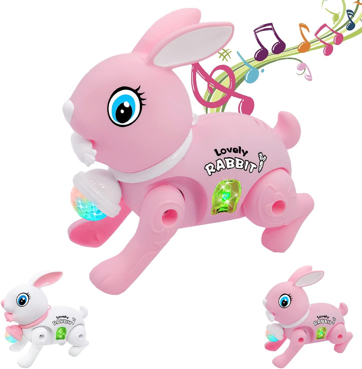 Free Delivery - Electric Bunny Rabbit Plush Toy with Music & LED Perfect Birthday Gift for Girls Boys Kids