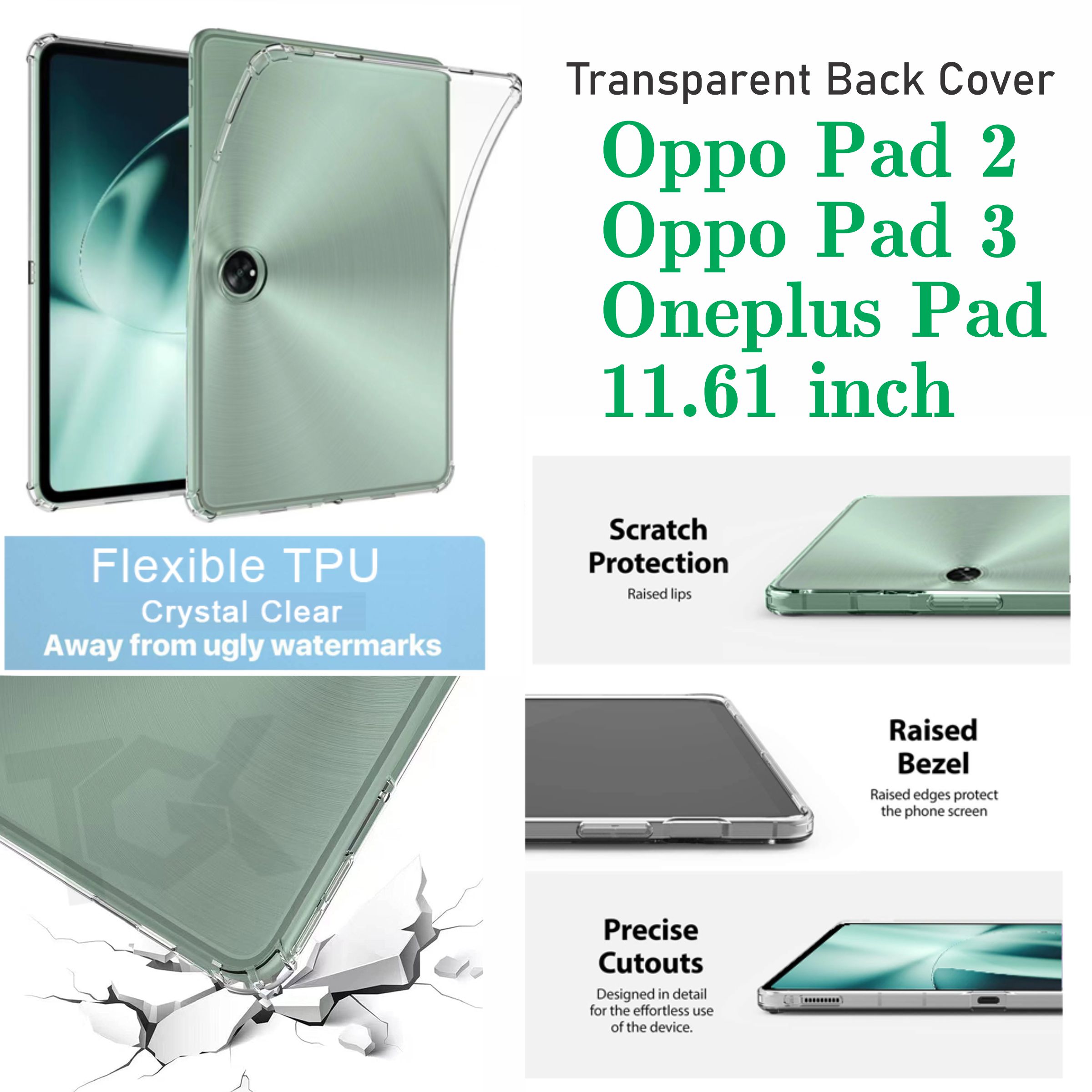 Clear Case for OnePlus Pad 3 / Oppo Pad 3, 11.61 Inch Back Cover for One Plus Pad 11.61 inch case for Oppo Pad 2/3 Back Cover for oppopad 2 Shockproof Case oppopad 3 11.61" Tablet Cover Anti-Shock TPU
