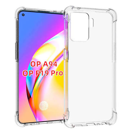 Oppo F19 Pro Anti-Shock Four Corner Bumper Open Camera Protection 1.3mm Air Bag Soft Transparent Jelly-Clear
