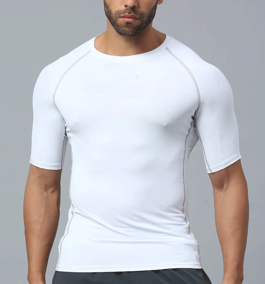 Black Half Sleeve Compression Tee T Shirt, Gym T Shirt, Mens Compression Base Layer Top Thermal Gym Sports Shirt, Gym Wear, Active Wear