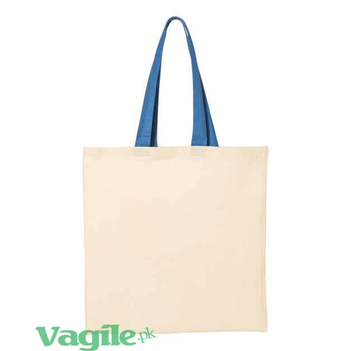 Vagile COTTON SHOULDER CONTRAST TOTE SHOPPING BAGS COTTON (N.HANDLE)