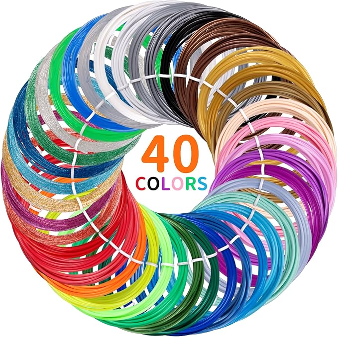 Set of 50 Colour upto for All types of 3D Pen Filaments 1.75mm PLA for 3D Pen V2 & PCL for Rechargeable Pens Soft Low Temperature Plastic Ink refill for pen wire flexible string Drawing Kids Crafts Art tuosiqi 3d pen drawing multi color pack of 50