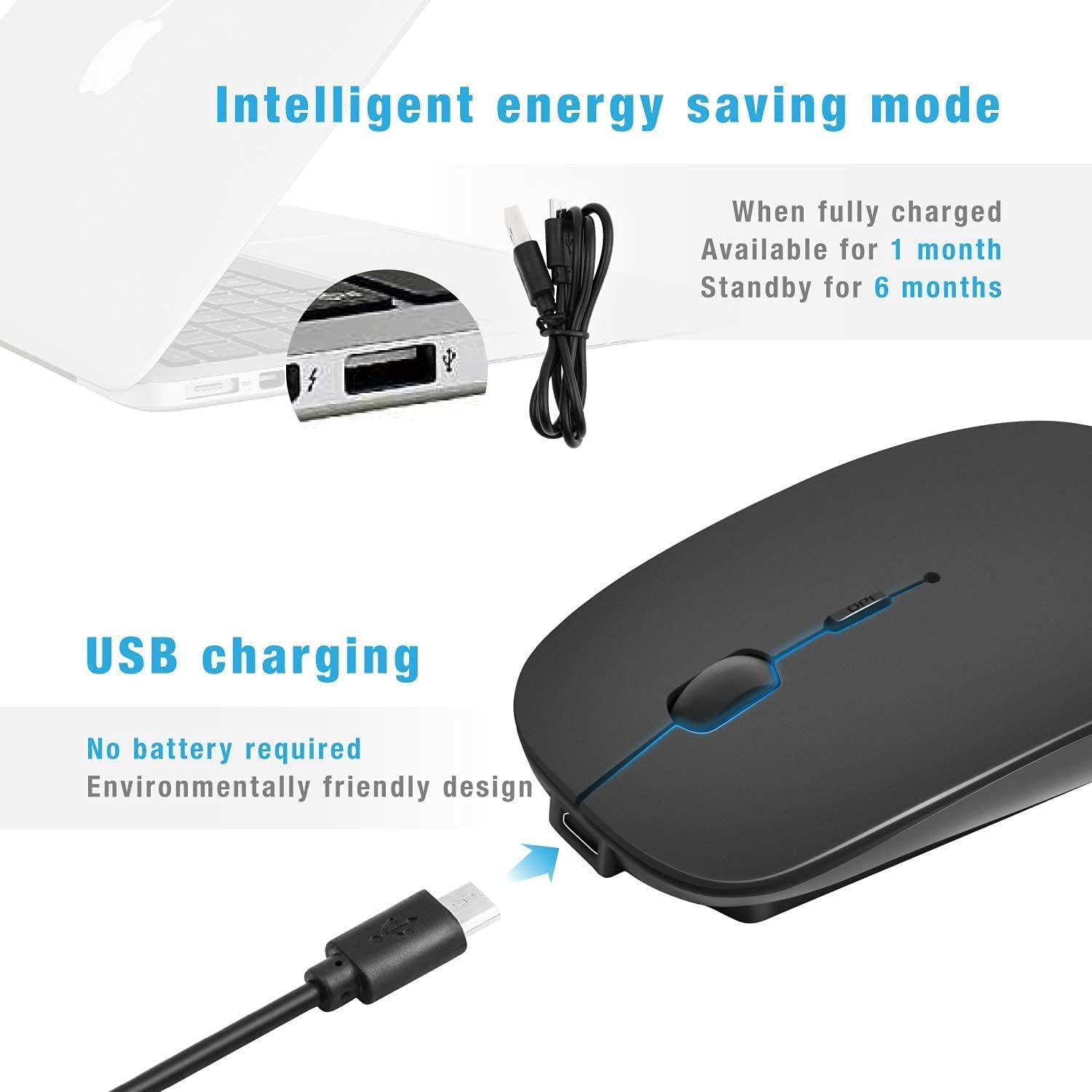 Bluetooth Wireless Mouse with Dual Bluetooth and USB Dongle Mode ...