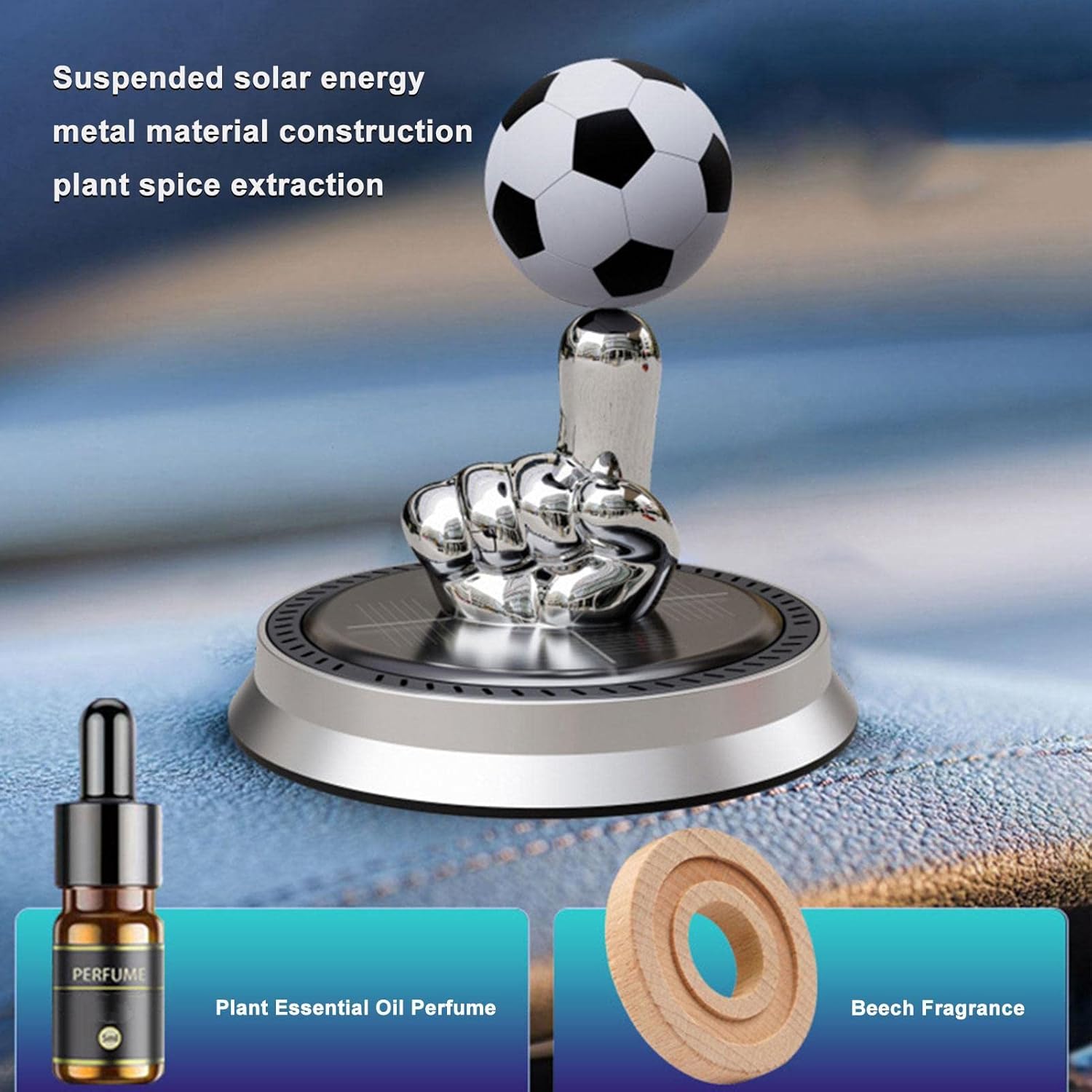 Car Dashboard Solar Powered Air Freshener Finger Football Rotating Car Air Freshener Perfume