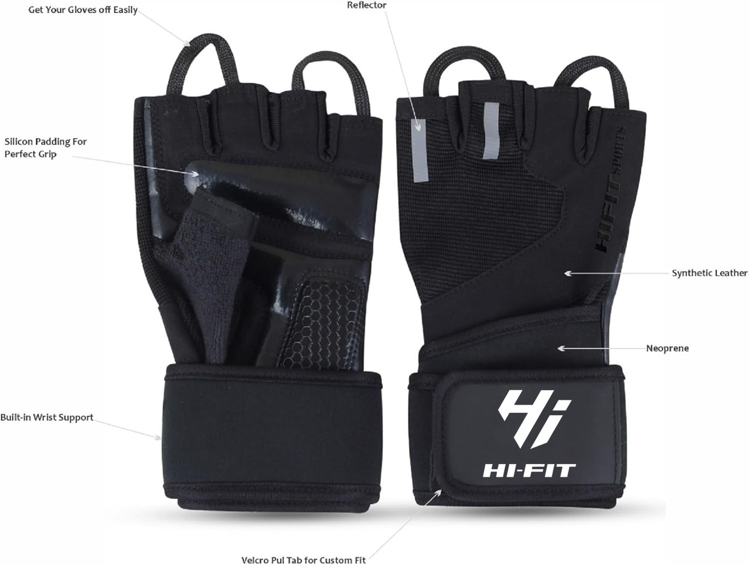 Hi-Fit  Weightlifting Gym Gloves for Workout,Full Protection Gym Cross Training Pull Ups Exercise