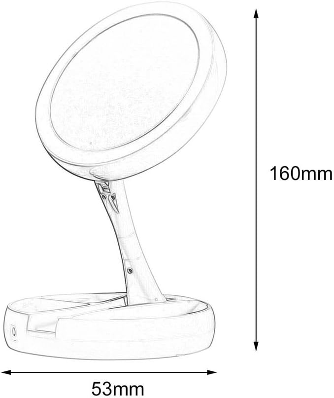 Double Sided Folding LED Makeup Mirror with Light | USB Power & Battery Lighted Vanity Mirror | Foldable Portable Tabletop Cosmetic Mirror with Stand & Storage Tray (1X/10X)