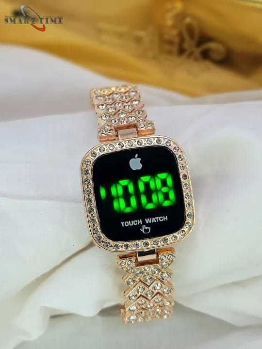 Full Diamond Touch Screen LED Watch Steel Chain with Diamonds Ladies Watches for Female Women Girls