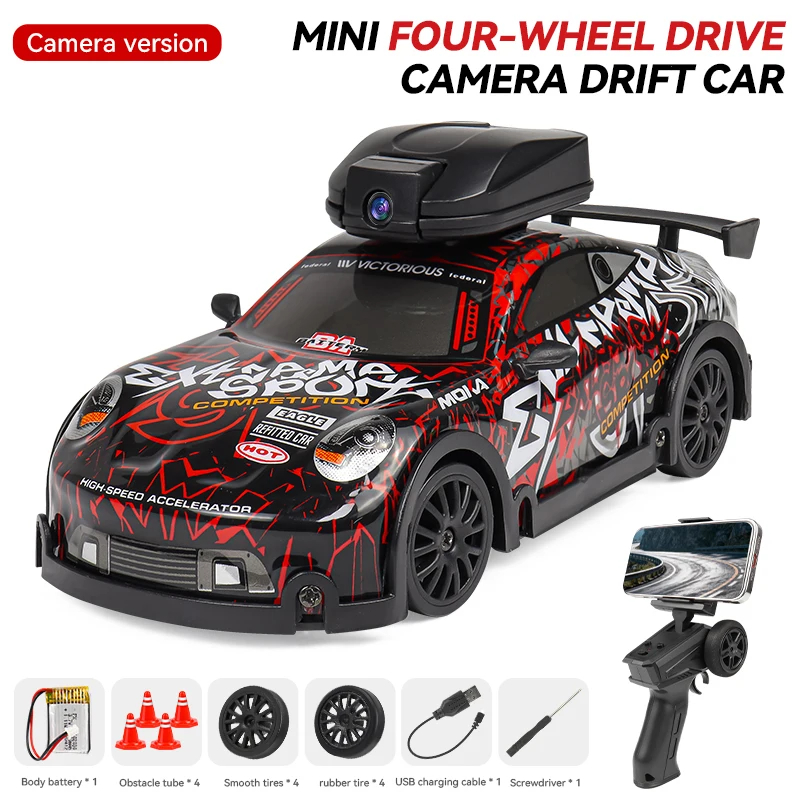 KIDDO KASTLE -  Remote Control MOKA 1:32 RC Drift Car with WiFi Camera | 2.4GHz 4WD 20KM/H High-Speed Racing Car with Replaceable Drift Tires, Road Blockers & USB Rechargeable Battery | Assorted Bus & Sports Car Models