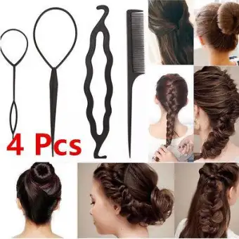 4pcs Professional Hair Accessories Black Hairbands For Hairstyles