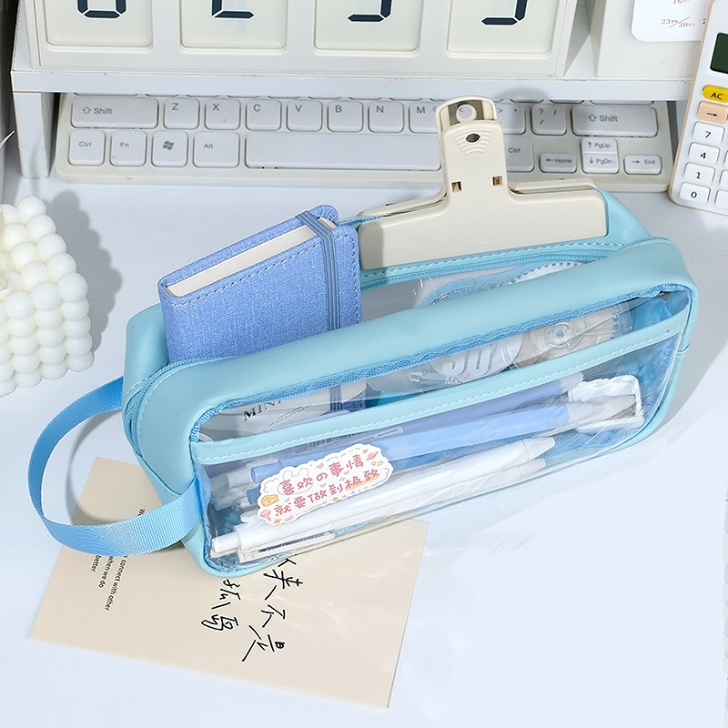 Large Capacity Transparent Pencil Bag Aesthetic School Cases Kawaii