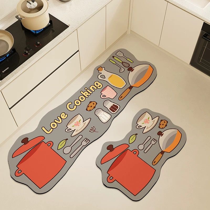 Creative Anti Slip Water Absorbent Floor Mat for Kitchen /Luxury Anti-Slip Kitchen Floor Mat Set – Ergonomic Cooking Comfort Rugs