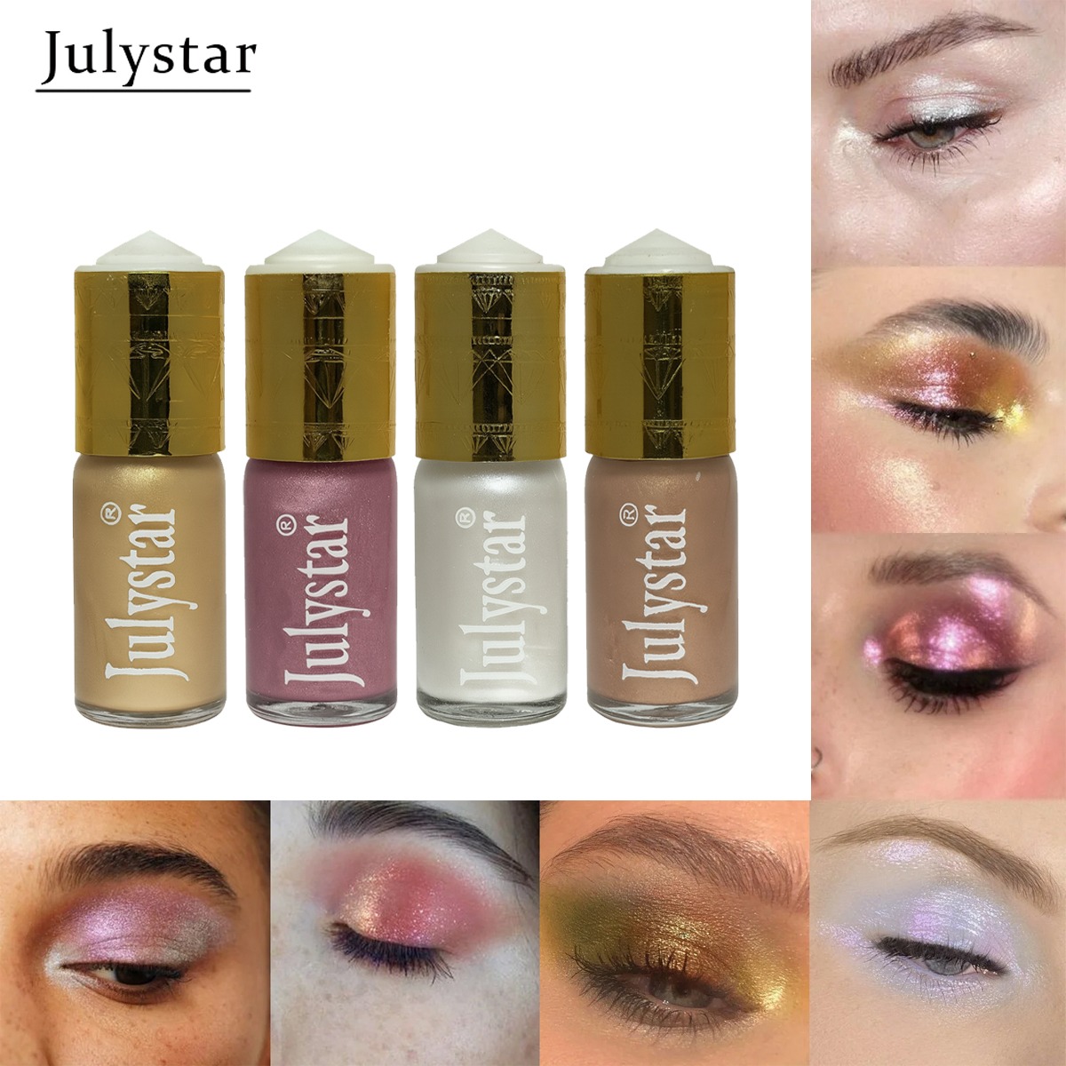 Huxiabeauty Silky Glow Liquid Eyeshadow Highlighter Quick Dray Best Shine  For Girls And Women 15ml