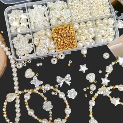 Beads Set for Jewelry Making Accessories | DIY Bracelet, Necklace & Earring Craft Kit | Colorful Beads & Charms for Handmade Jewelry