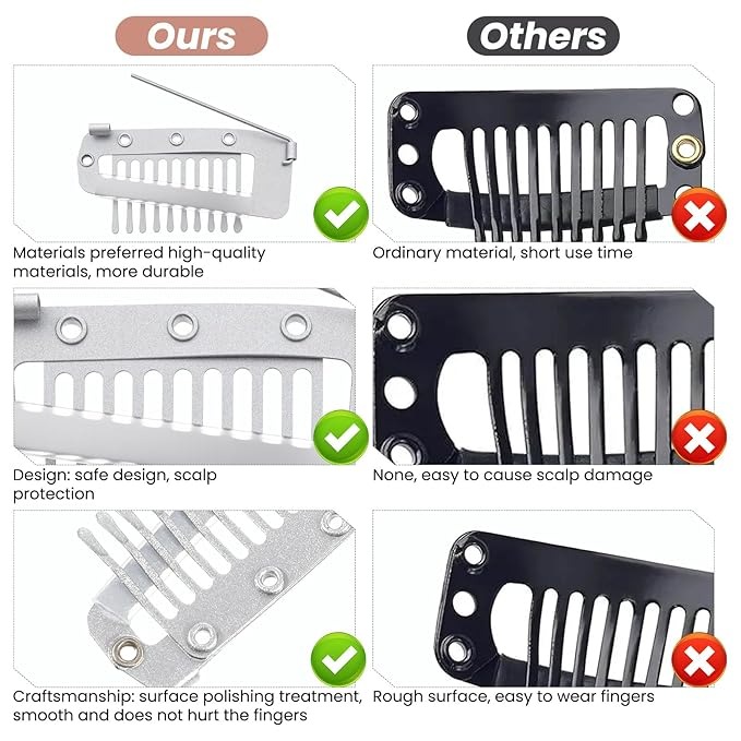 Pack of 6 Hair Accessories Clips 3.6cm  Snap-Comb dupatta Clips with strong grip