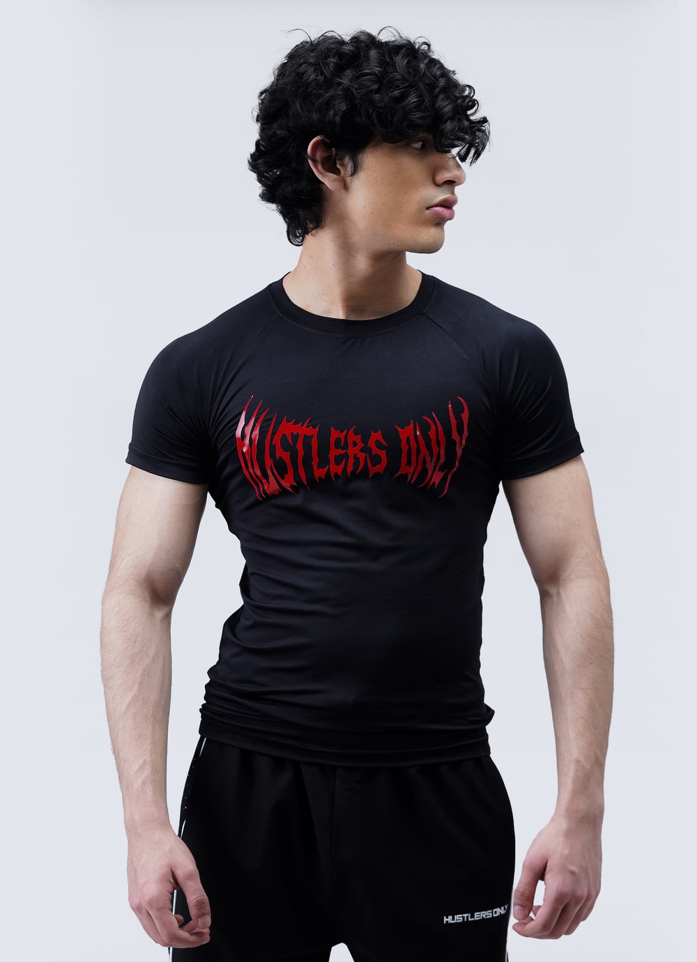 Infinity Compression T-Shirt - Black Hustlers Only Compression Shirt Men Short Sleeve Cooling Dry Rash Guard Athletic T Shirt for Sports