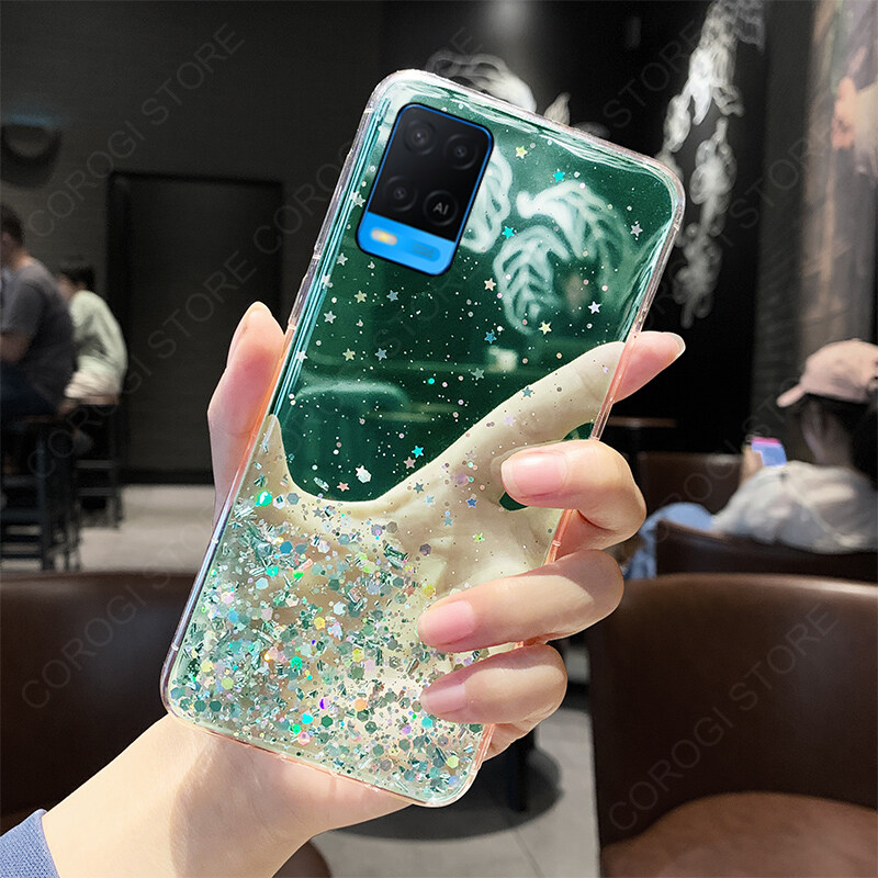 For OPPO A54 Cover Fashion Shiny Glitter Starry Space Girls Slim
