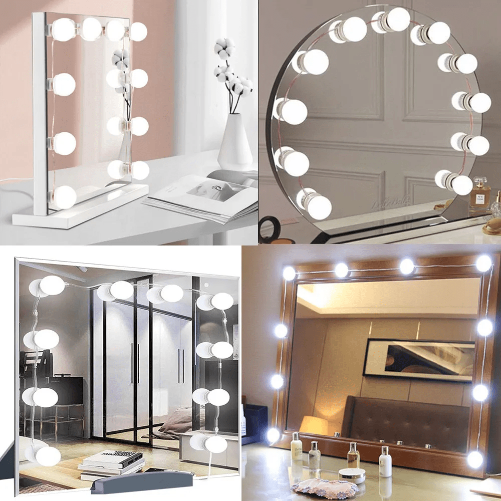 Dimmable LED Vanity Mirror Lights - 10 Bulb USB 5V Makeup Mirror ...