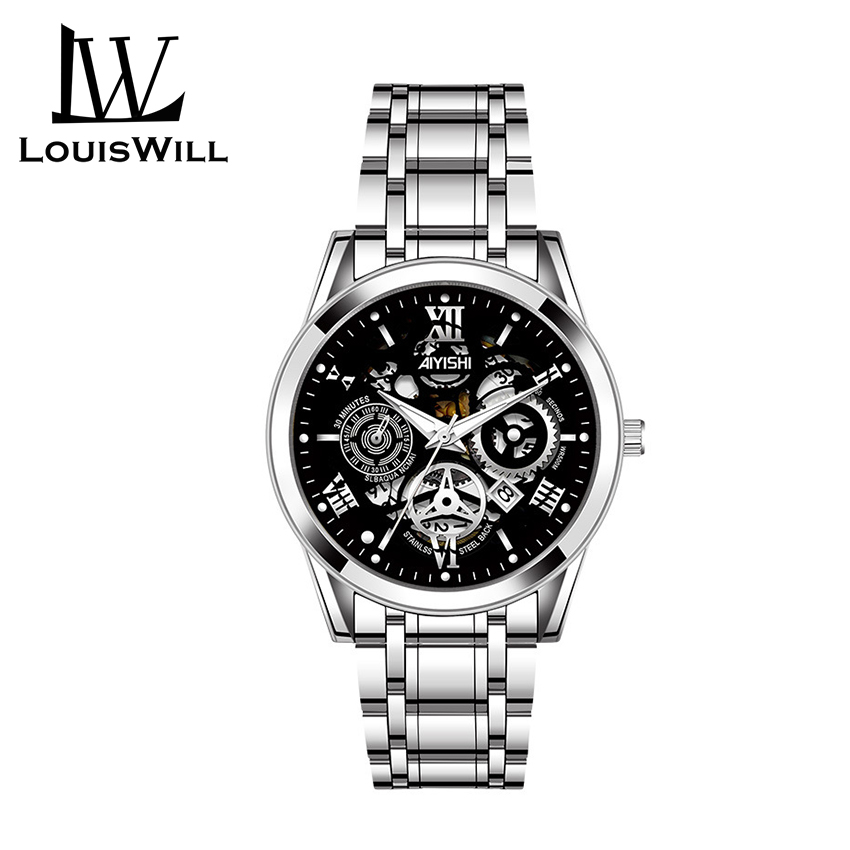 LouisWill Men Watch Men's Fashion Simple Three-Eyed Design Calendar ...