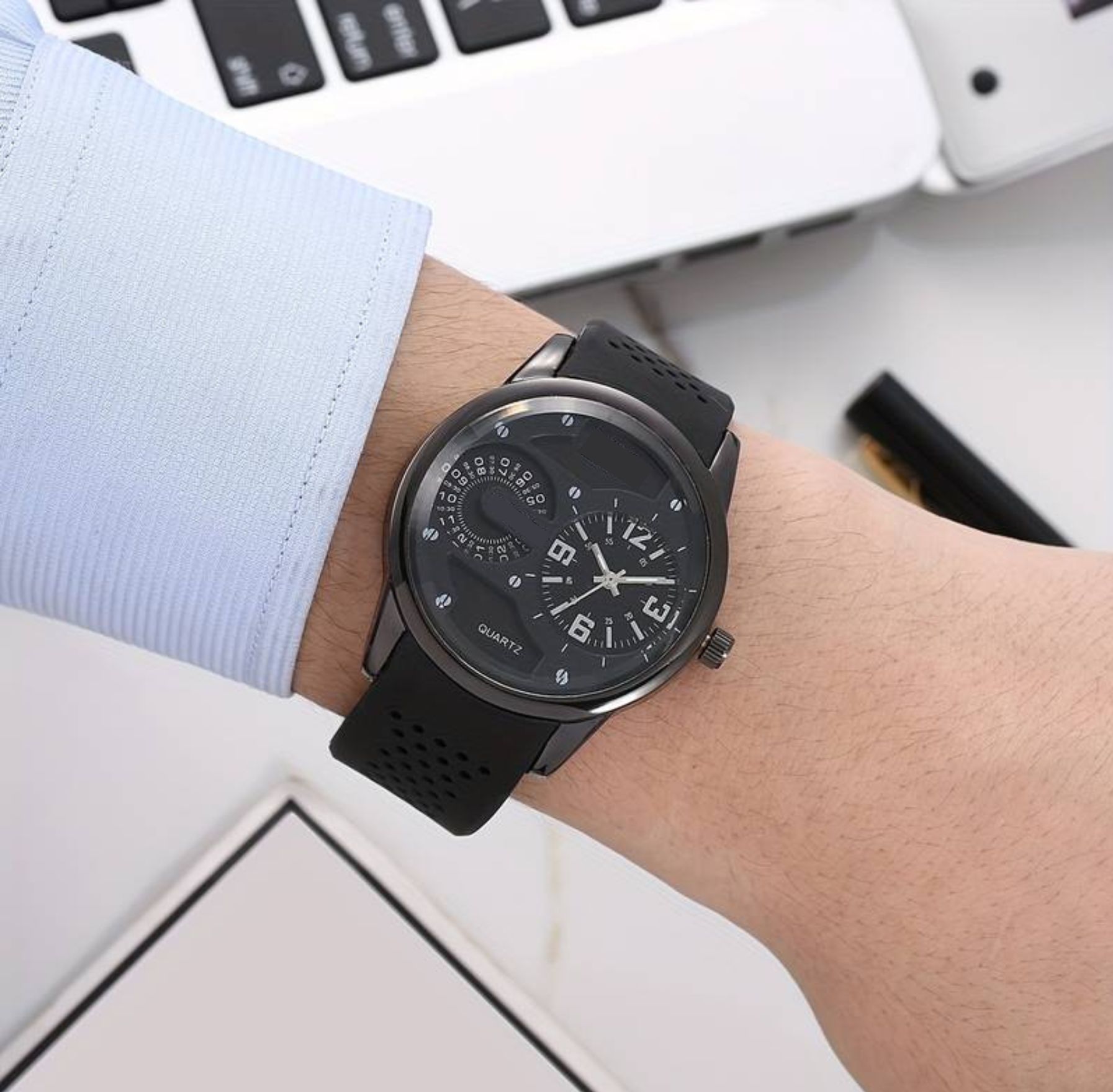 Bin-b Watch for Men Silicone Strap Quartz Watch Casual and Fashion Style Multiple Colors