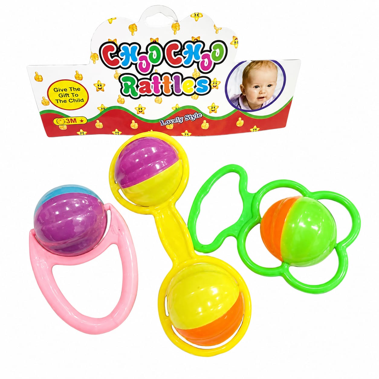 Colorful Baby Rattle Toy Set for Infants – Safe & Lightweight (3PCS) Choo Choo for Newborns & Toddlers – 3 Months+