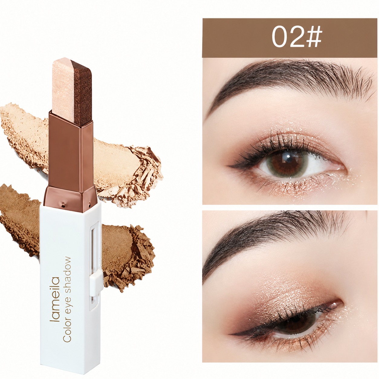 Eyeshadow Stick 2 In 1 Double Color Gradient Velvet Shadow Stick Eye Makeup Waterproof Lasting Shimmer Metallic Eyeshadow Makeup