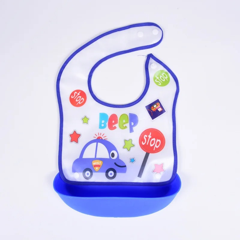 Detachable Rice Pocket Baby Bib Imitation Silicone Waterproof Bibs For Baby Kids Burp Cloth Cartoon Adjustable Feeding Bavoir