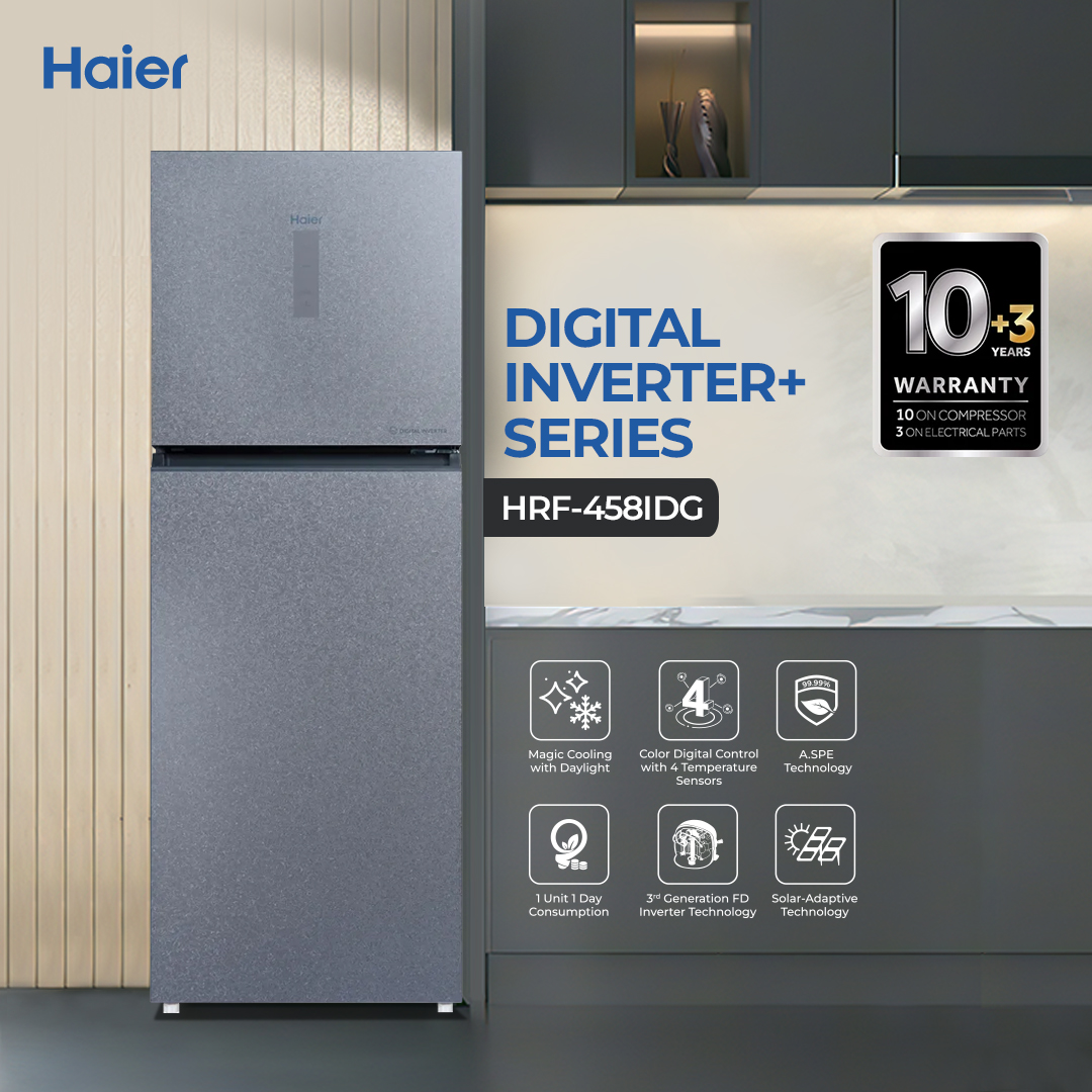 Haier 16.17 CFT Digital Inverter+ HRF-458IDG+ - 3rd Gen FD Inverter - Magic Cooling - Brand Warranty
