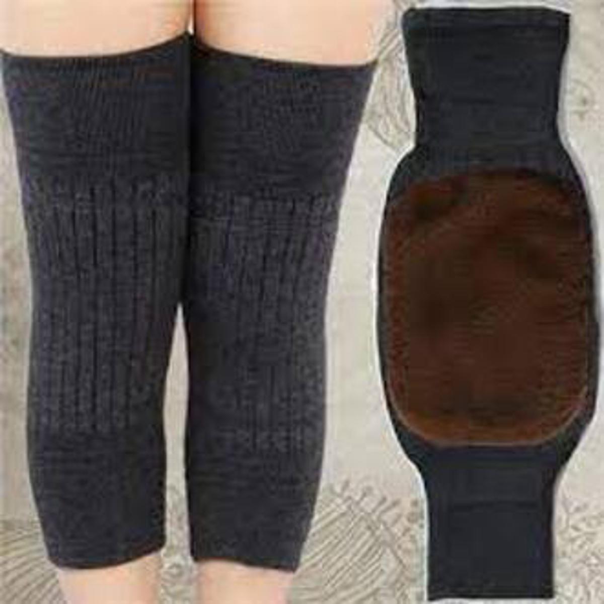 1 Pair Woolen Blend Thermal Knee Warmers Breathable Elastic Knees Strap knee Sleeves for Winter