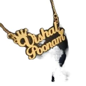 Gold Chain Poonam Name Locket 18ct White Gold Pendant Poonam