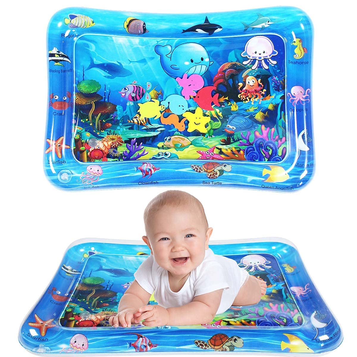 Baby Kids Water Play Mat Toys Inflatable Tummy Time Leakproof Water Play Mat, Fun Activity Play Center Indoor and Outdoor Water Play Mat for Baby