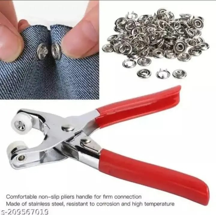 Premium Quality Metal Plier Button Press Tool With 25 Button & Metal Prong Snaps Buttons - Sewing-Free Snap Button Kit for DIY Crafts and Bags, Complete with Manual Pliers Hand Press Studs Tool Hand Press Machine Snap Tool 9.5mm