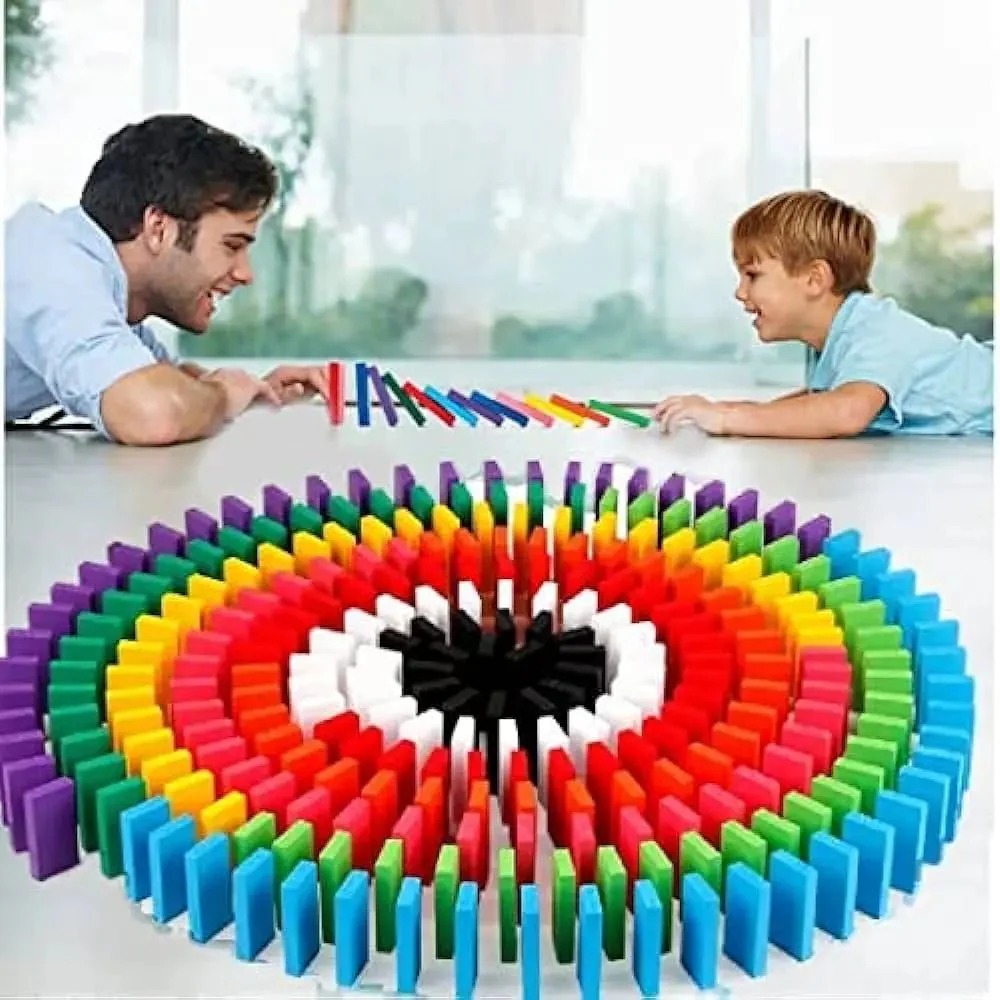 100 Pcs Wooden Colorful Domino Blocks