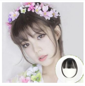 Clip in Hair Extension Fringe Front Bangs w/ Hair Temples