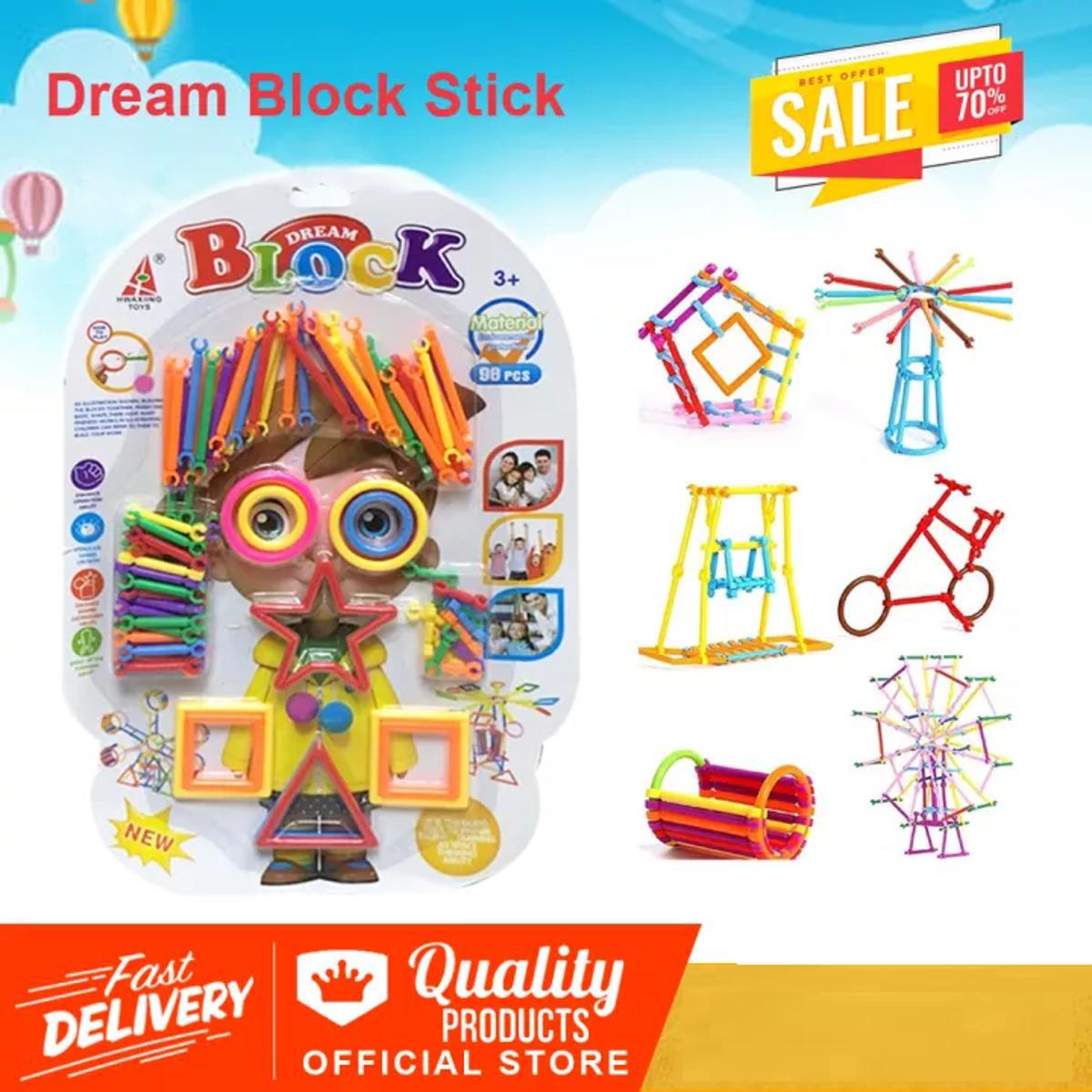Dream Colorful Activity Sticks Building Blocks Toys for Boys Girls Kids Children Magic Building Kit Colourful Plastic Building Stick Kits, Connector Set