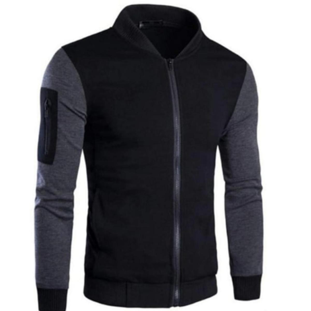 MK Garments - Stylish Sleeve Zipper Black winter Zipper Jacket For Men - Premium Quality Stylish Winter Zipper Jacket